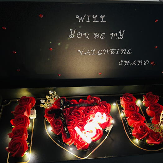 Customized Luxury Red Rose Box with LED Lights   Plush Rabbits – Perfect Personalized Gift