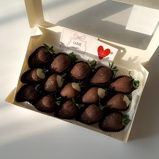 Strawberries in premium chocolate (+double chocolate) 15 pcs