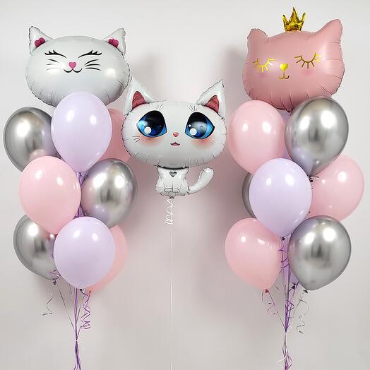 Juego de globos de gato Lindo para bebé, niña, niña, globos de cumpleaños