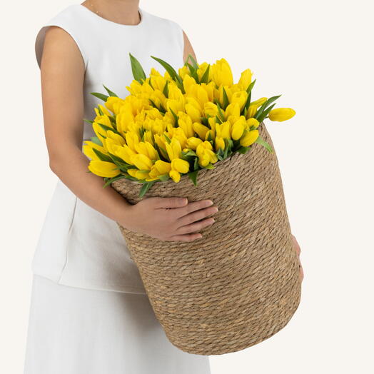 150 Yellow Tulip Basket