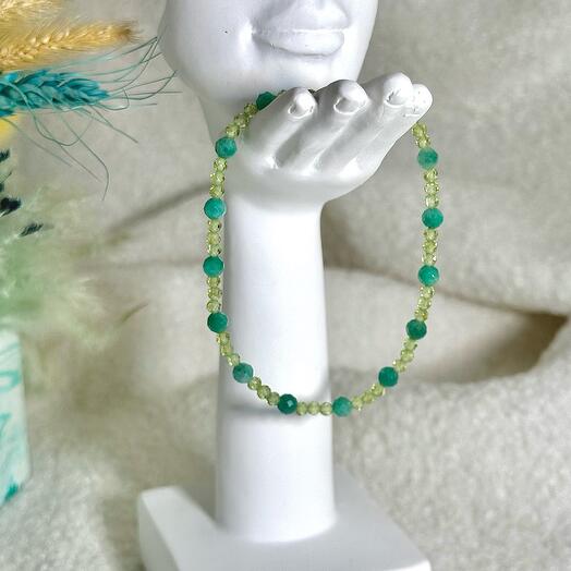 Браслет из хризолита и амазонита
