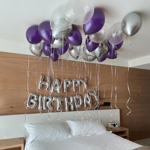 СЮРПРИЗ Комната С ДНЕМ РОЖДЕНИЯ фиолетовый 42 шт. Surprise Room HAPPY BIRTHDAY purple 42 pcs