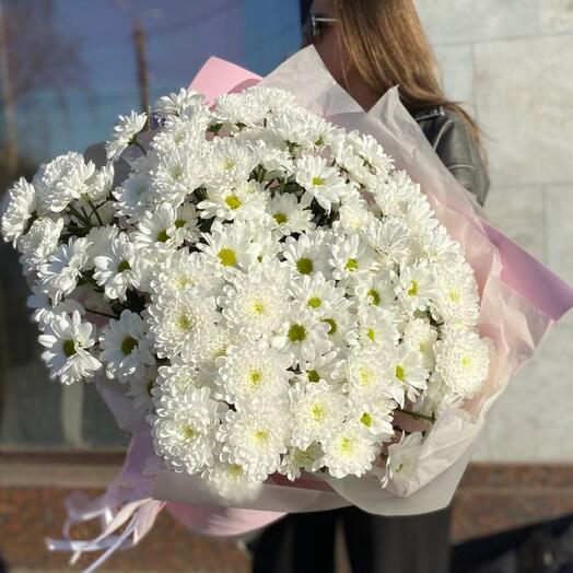 Большой пышный букет из хризантем 💕