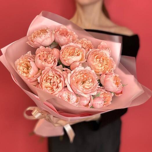 5 кустовых пионовидных роз «Джульетта»