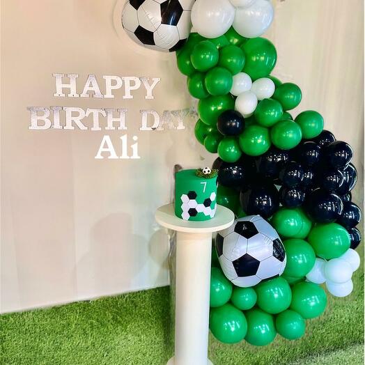 Football themed balloon decoration