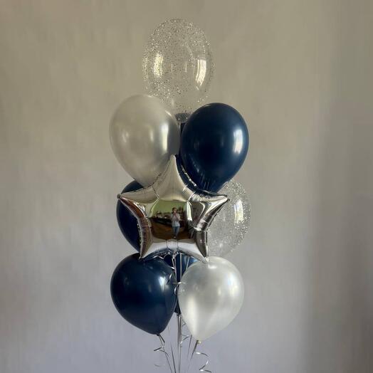 Fountain of 10 balls dark blue with silver