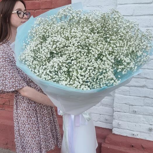 Букет "Молекула белой гипсофилы" 25 штук