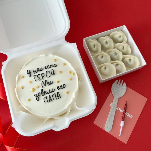 Бенто торт и шоколадные пельмени подарок папе, дедушке на день отца