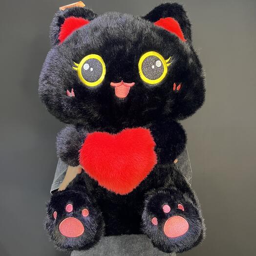Кошечка с красным сердцем