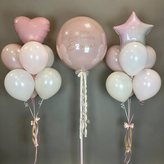 🎈 Нежный набор с баблсом и фольгированными фигурами