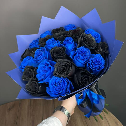 Микс роз черные и синие 25 💙🖤