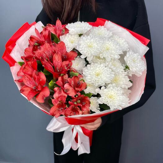 Сборный букет из Альстромерии и стойкой хризантемы Алтай ♥️