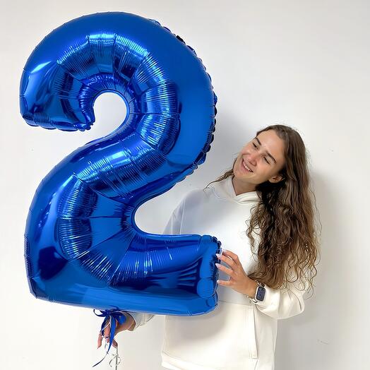 Фольгированная цифра шар «Синий» на выбор 102 см