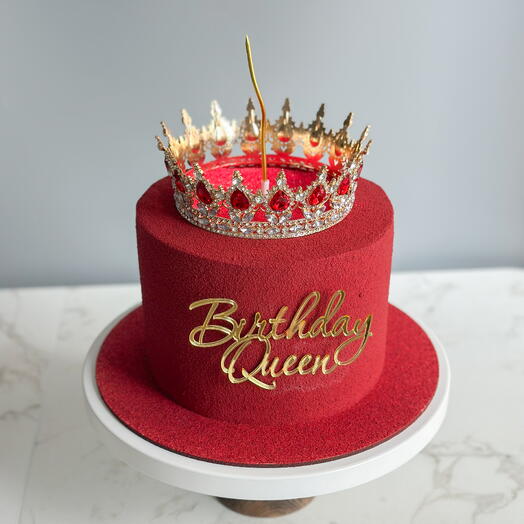 Торт 2 кг на день рождения с короной и блестками Birthday Queen