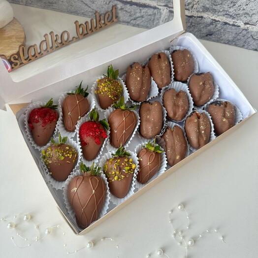 Клубника+финики в шоколаде