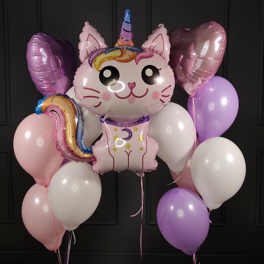 Набор из шаров с Котом-Единорогом