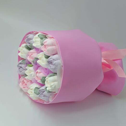 Marshmallow Tulips, Pink Agate Bouquet