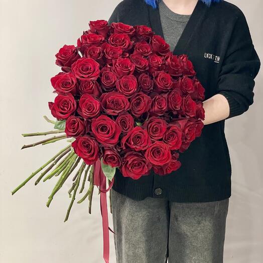 45 красных роз Эквадор 60 см