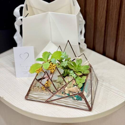 Флорариум Горы с цветами подарок любимой девушке