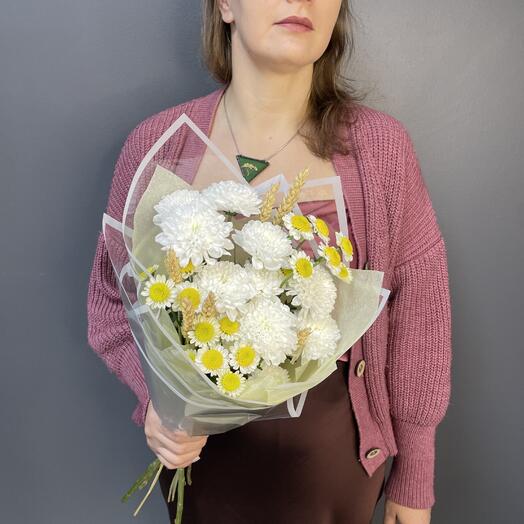Хризантемы, пшеница, сантини