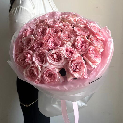 Букет "25 розовых пионовидных роз O Hara"