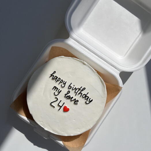 Бенто торт с надписью "Happy Birthday, my love", торт для парня, торт для девушки, торт для мужа, торт для жены (F)