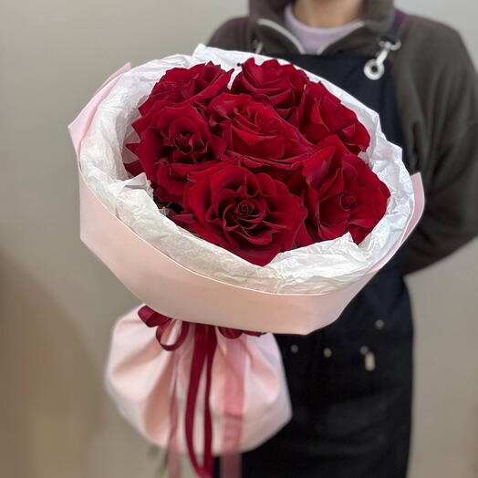 Гламур 7♥️французских бордовых роз Эквадор