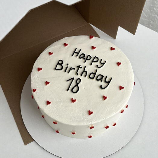 Торт на 2 кг с надписью "Happy Birthday 18", торт для девушки, торт для парня, торт для дочки, торт для сына