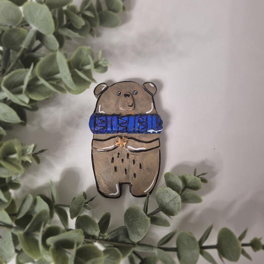 Ёлочная игрушка из гипса Медведь