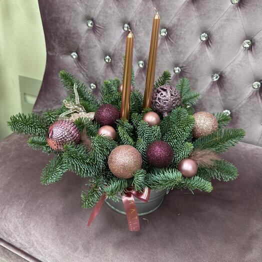 Новогодняя композиция со свечами