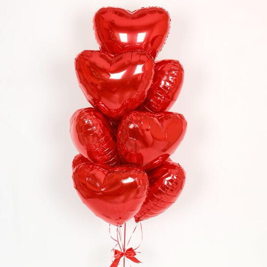 Сердца красные фольга 10 шт