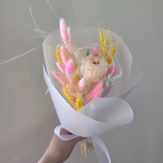 Мини букет из сухоцветов "Карамель"