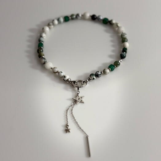 Колье с лунным камнем и агатом