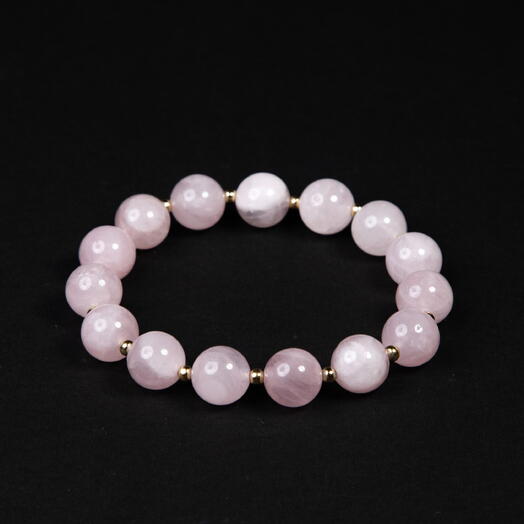 Браслет Самшит Розовый кварц 14K 21 см (BRA1091)