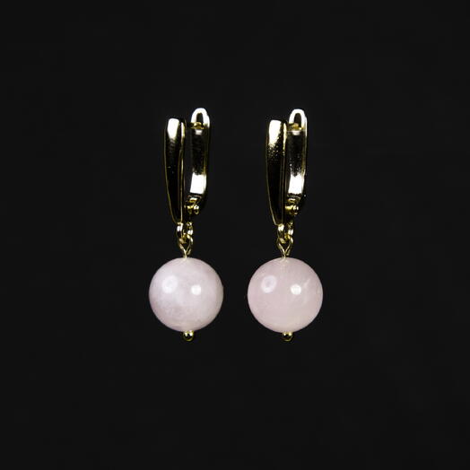 Серьги Мята Розовый кварц 14K (EAR1141)