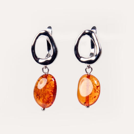 Серьги Амарант Янтарь оранжевый 14K (EAR1143)