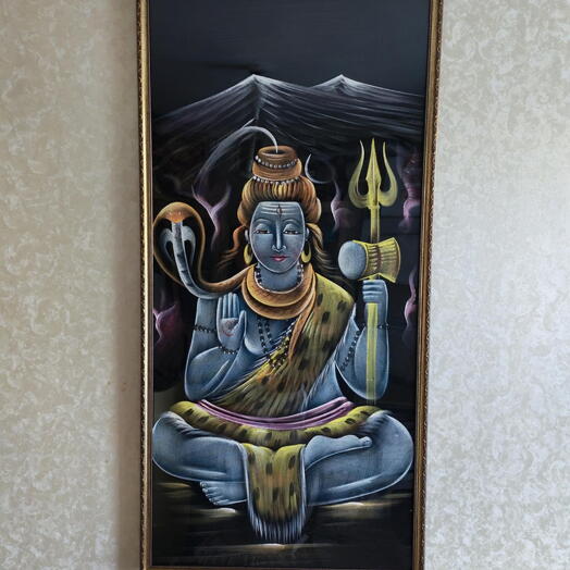 Шива большая картина в раме 128*57 см