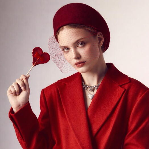 Cap with veil Wine size M (56-57 cm)