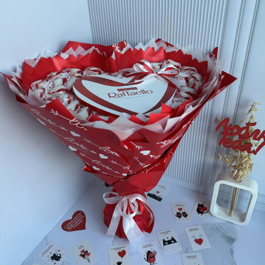 Букет из конфет «Я тебя люблю», букет из Raffaello