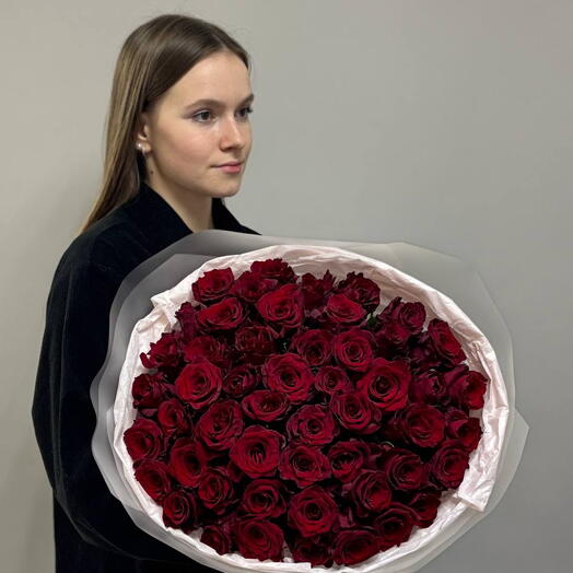 Букет из 75 бордовых роз