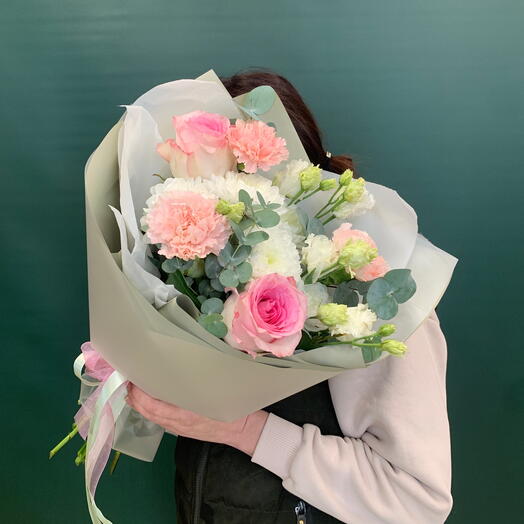 Сборный букет с розой и диантусами🌸