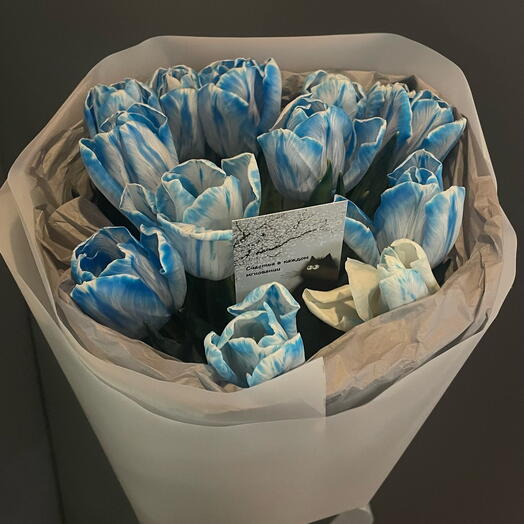 13 голубых тюльпанов