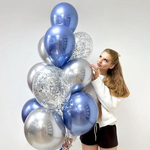 Фонтан из шаров «Синее серебро»