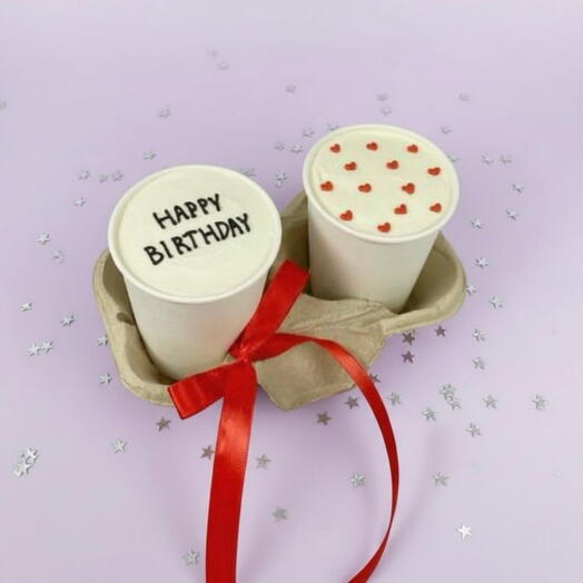 Бенто торты в стакане на день рождения "Happy Birthday"