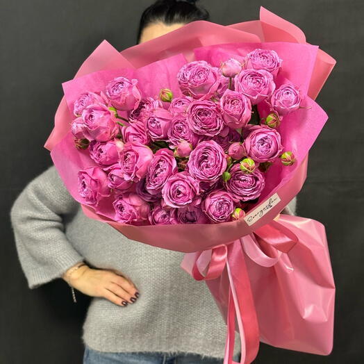 Роза кустовая пионовидная Мисти Баблс для девушки 💗💗💗 9 штук