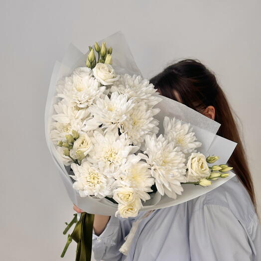 Нежный букет, хризантема, эустома, mBouquet 29