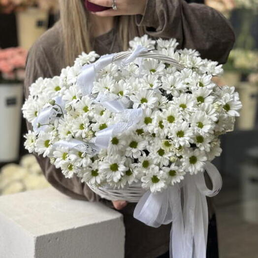 Пышная корзина ромашек R05