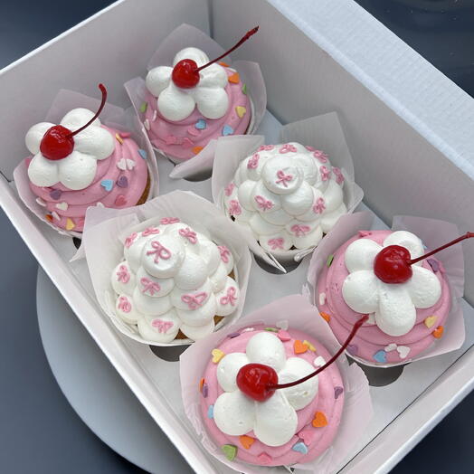 Дофаминовые капкейки на день рождения (6 штук)