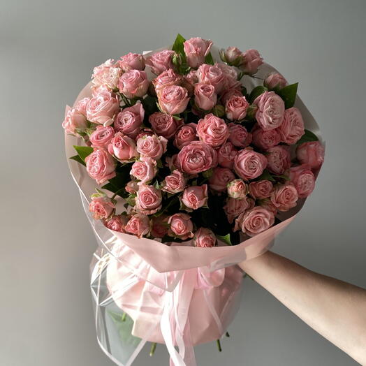 Strawberry L-sized, монобукет из пионовидных кустовых роз