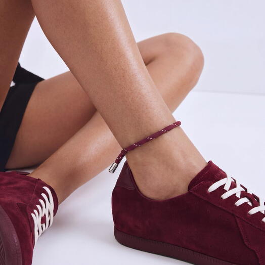 Бордовый браслет на ногу LU CORD WINE LEG на лето, на подарок, для себя